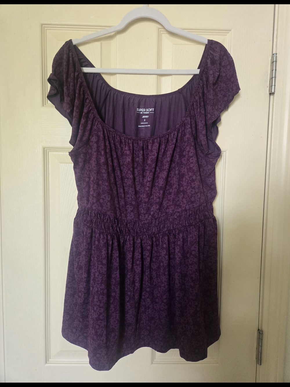 Torrid Purple Floral Short Sleeve with Smocked Waist